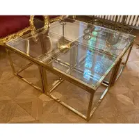 Casa Padrino Luxus Couchtisch Gold 100 x 100 x H. 40 cm - Table de salon carrée avec 4 tables d'appoint amovibles - Meubles de salon - Meubles de luxe - Ameublement de luxe