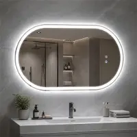 ZMH Lampe de miroir LED pour salle de bain, 50 x 80 cm, lampe de miroir avec interrupteur tactile, 3000 K-6500 K, miroir de salle de bain éclairé, intensité réglable, ovale
