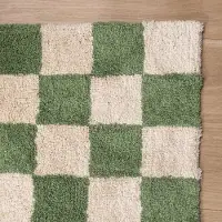 FRAAI Tapis rétro | Gambit Vert/Blanc | 140x200cm | Blanc | Rectangulaire | Tapis