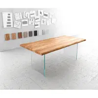 DELIFE Table-à-manger Edge 200x100 XL acacia nature verre Live-Edge
