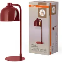 Osram Decor Corolle Table lampe de table, rouge métal verre, douille G9, câble textile, style rétro