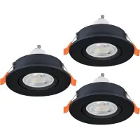 Eglo Lot de 3 spots encastrés Barranco noir Ø 8,4cm IP44 - 4000K