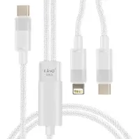 LINQ , Câble de charge et de synchronisation USB-C vers Lightning et USB-C 60W, blanc