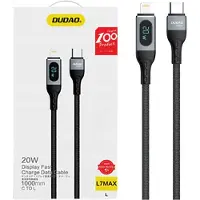 Dudao Câble de charge rapide pour iPhone USB-C - Lightning PD 20 W 1 m Noir
