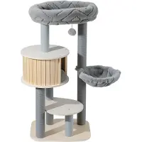 Fudajo Urban Studio, arbre à chat de 122 cm, couleur grise, comprenant une maison pour chat, un hamac, un lit pour chat et des poteaux à gratter en corde