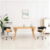 vidaXL Chaise de bureau pivotante noire bois courbé et similicuir