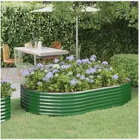 vidaXL Lit surélevé Acier revêtu par poudre 214x140x36 cm Vert