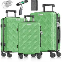 Kesser Ensemble de valises 3 pièces | Ensemble de valises + bagage à main | Valises à coque rigide en ABS avec roulettes, serrure à combinaison, pèse-bagages et portefeuille de voyage, roulettes 360°