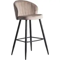 Wohnling Chaise de bar velours beige tabouret avec dossier 56x102,5x52,5 cm |