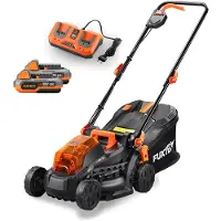 FUXTEC Tondeuse à gazon sans fil 40V FX-E1RM20 SET - Largeur de coupe 33cm | 14Kg | 2x20V | 2 x batterie 2Ah | Double chargeur 2,4A | 2,5-6,5cm Hauteur de coupe