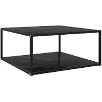 vidaXL Table Basse Noir 80x80x35 Cm Verre Trempé