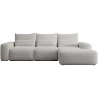 Selsey Carnos - Canapé d'angle avec fonction sommeil, coussin lombaire, chenille hydrofuge, gris, droite