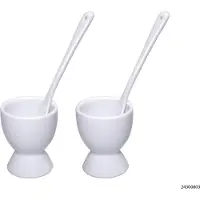 B2X Eierbecher Mit Löffel Weiss 2Er-Set, Coquetier, Blanc