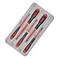 Bahco Insulated Slim Ergo Pozidriv And Slotted With Tri-component Handle 5 Pack Screwdriver Set Argenté