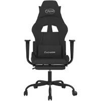vidaXL Fauteuil gaming avec repose-pieds, tissu noir