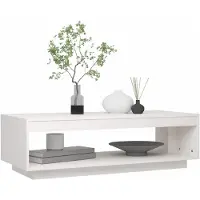 vidaXL Table basse blanche 110x50x33,5 cm pin massif