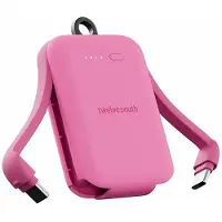 TwelveSouth Powerbank ultra-compact , modèle Powerclip, double port USB-C, puissance 5W, capacité 2000mAh, couleur fuchsia