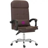 vidaXL Chaise de bureau avec fonction massage, en similicuir marron