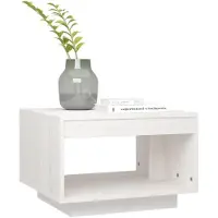 vidaXL Table basse blanche 50x50x33,5 cm pin massif