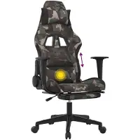 vidaXL Chaise de jeu avec massage & repose-pieds Noir Camouflage Tissu