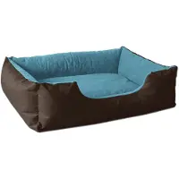 BedDog Lupi Lit Pour Chien, Panier Corbeille, Coussin De Chien [S Env. 55x40cm, Mountain-Blue (Brun/Bleu)]