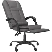 vidaXL Chaise de bureau de massage avec fonction d'inclinaison, en similicuir gris