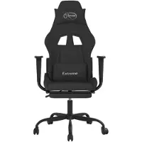 vidaXL Chaise de jeu avec massage & repose-pieds Noir Tissu