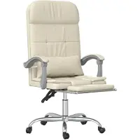 vidaXL Chaise de bureau avec fonction massage Crème similicuir