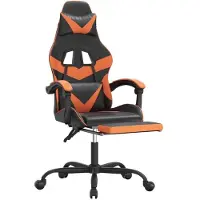 vidaXL Chaise de jeu avec repose-pieds noir et orange similicuir