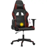 vidaXL Chaise de jeu avec fonction de massage noir et bordeaux similicuir