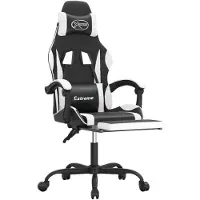 vidaXL Chaise de jeu avec repose-pieds noir et blanc similicuir