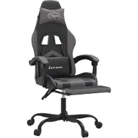 vidaXL Chaise de jeu avec repose-pieds Noir et gris Similicuir