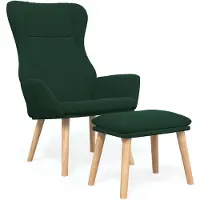 vidaXL Fauteuil relax avec pouf Vert foncé Tissu