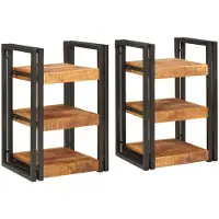 vidaXL Table de chevet 2 pcs Marron et noir Bois de mangue massif