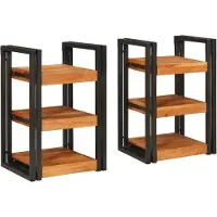 vidaXL Table de chevet 2 pcs Marron et noir Bois massif d'acacia