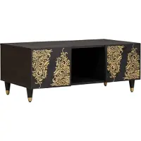 vidaXL Table basse noire 100 x 54 x 40 cm en bois massif de manguier