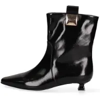 Marc Ellis Bottines pour femmes, en cuir véritable, noires, avec un talon aiguille et un détail doré