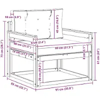 vidaXL Sofa de milieu extérieur Bois d'Acacia Massif Naturel