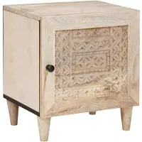vidaXL Table de chevet Beige 40 x 33 x 46 cm bois de manguier massif