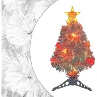 vidaXL Arbre de Noël artificiel pré-éclairé blanc 64 cm fibre optique