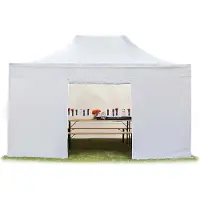 TOOLPORT 3x4,5 m Tonnelle pliante Acier, PES 750, côtés sans fenÃªtre, blanc