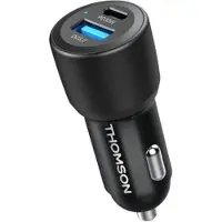 Thomson Chargeur de voiture - - 60 W - Technologie nouvelle génération - USB-C - PD 30 W + USB-A QC 3.0 - 30 W