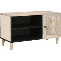 vidaXL Meuble TV avec étagère Blanc 80 x 33 x 46 cm Matériau dérivé du bois