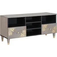 vidaXL : Meuble TV gris, 100 x 33 x 46 cm, en bois massif de manguier