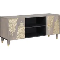 vidaXL : Meuble TV gris, 105 x 33 x 46 cm, en bois massif de mangue