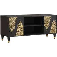 vidaXL : Meuble TV noir, 105 x 33 x 46 cm, en bois massif de manguier
