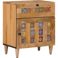 vidaXL Cabinet de chevet Naturel 50 x 33 x 60 cm Bois de mangue massif