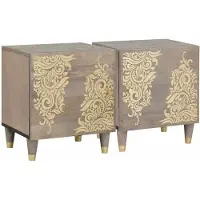 vidaXL Cabinet de chevet 2 pcs Gris 40 x 33 x 46 cm
