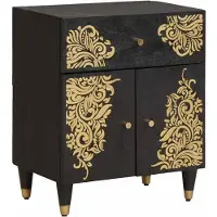 vidaXL Cabinet de chevet avec porte avec tiroir Noir 50 x 33 x 60 cm