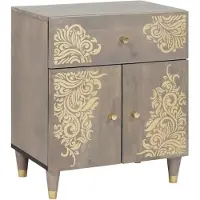 vidaXL Cabinet de chevet Gris 50 x 33 x 60 cm Bois de mangue massif